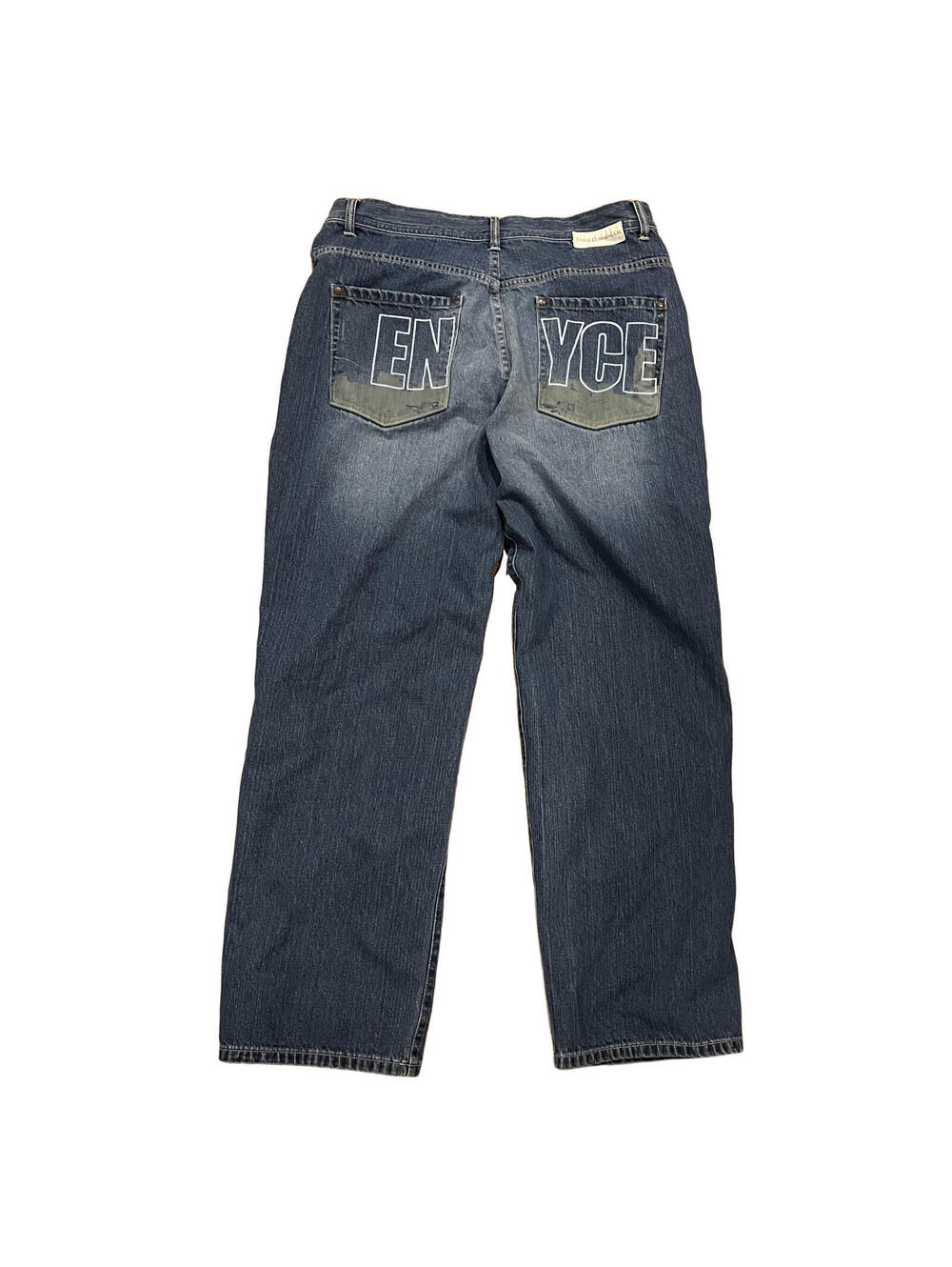 Vintage Enyce Jeans 36x32 Blue Baggy Y2K Wide Leg Skater Printed Faded